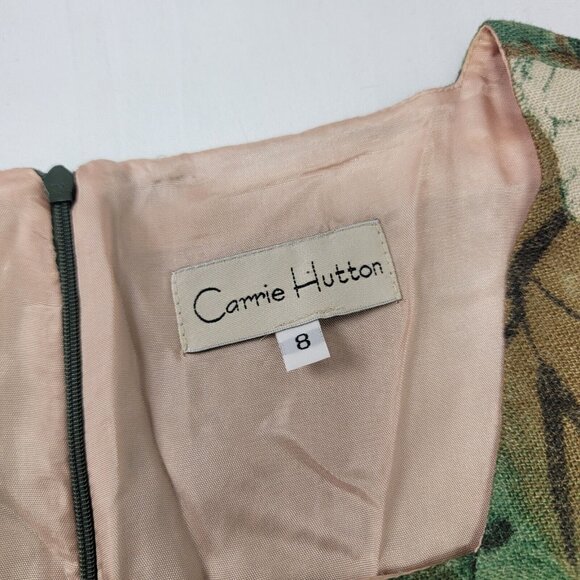 NEW Carrie Hutton Short Sleeve Linen Dress Size 8 Brown Green Tropical Floral - Picture 3 of 8